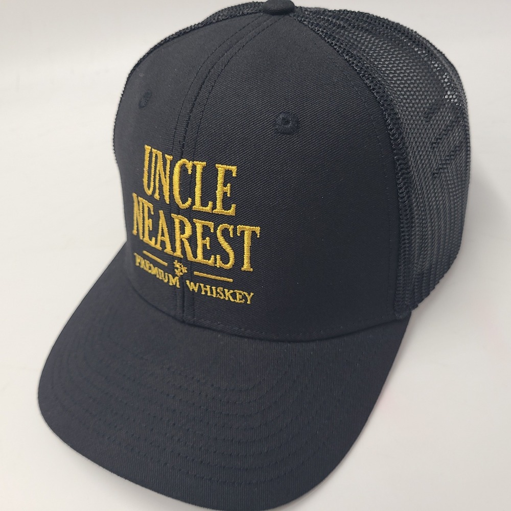 Uncle Nearest Hat Snapback Trucker Mesh Black Gold Logo Premium Whiskey Men